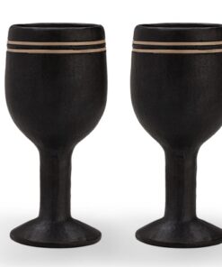 Buy Designer Black Wine Glass Set-Black Pottery