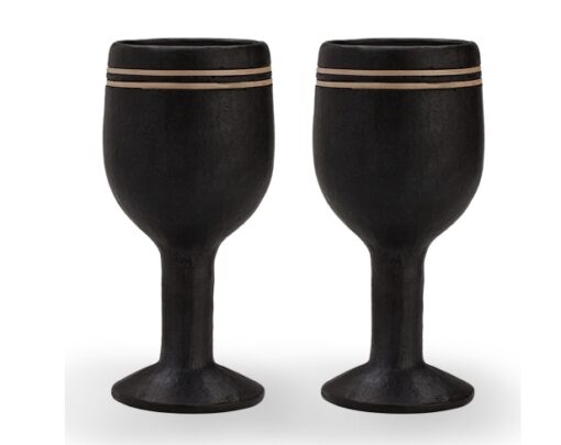 Buy Designer Black Wine Glass Set-Black Pottery