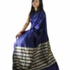 Ghisa Silk Mekhela Chador Handwoven - Blue & Cream