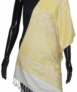 Buy Online Desginer Silk Shawl (White-Yellow)