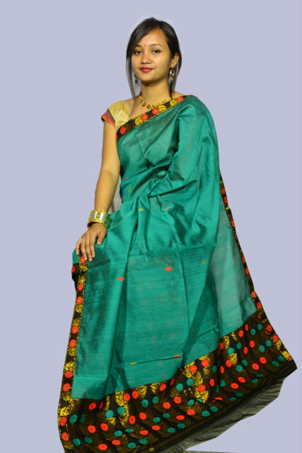 Bottle green mekhela sador discount