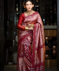 Assam Silk Mekhela Chadar with Premium Zari Work Bridal Design