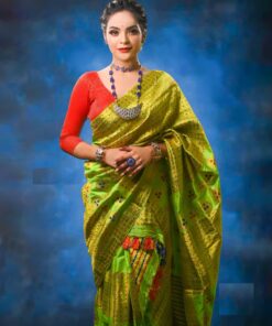 Assam Silk Designer Mekhela Chadar in Green