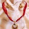 Kerumani Locket With Earings Assamese Jewelry In Red