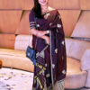 Handwoven Cotton Mekhela Chador in Coffee Color-Genuine Handloom