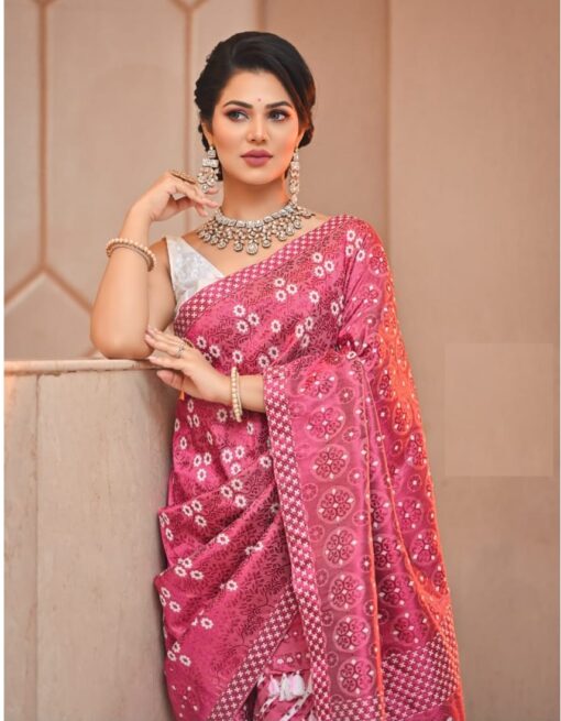 Assamese saree online Pink Pat Silk Bridal Set | MugaSilk