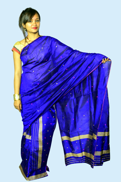 Navy blue best sale mekhela sador