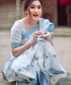 Kesapat Mekhela Sador Blue and White