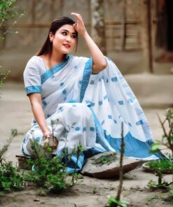 Kesapat Mekhela Sador Blue and White