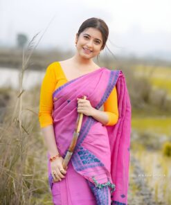 Assam Cotton Pink Mekhela Chador