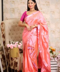 Assam Silk Mekhela Chadar in Pink