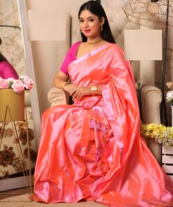 Assam Silk Mekhela Chadar in Pink