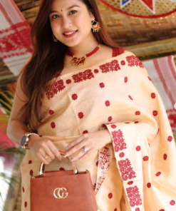 Handwoven Toss Muga Mekhela Chador -Genuine Handloom