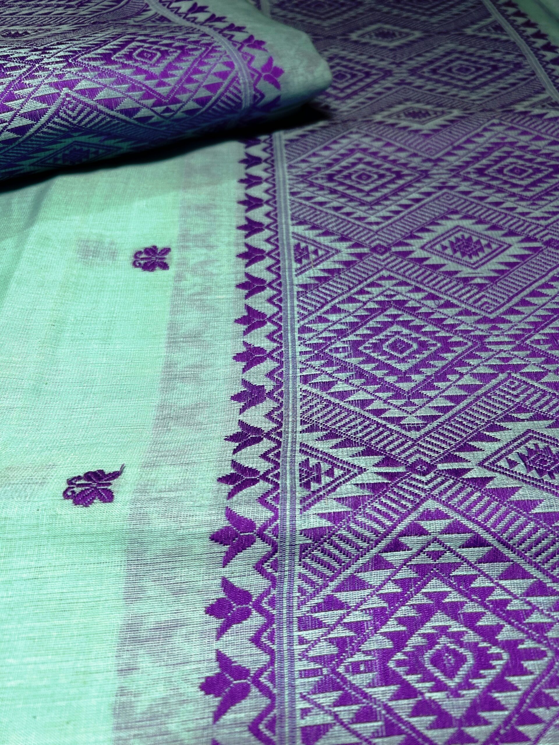 sky blue mekhela chadar